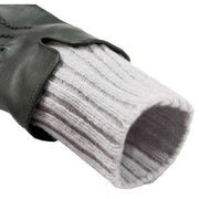 Dents Tamara Knitted Cuff Leather Gloves - Charcoal Grey/Dove Grey