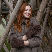 Dents Teddy Fleece Mittens - Chocolate Brown