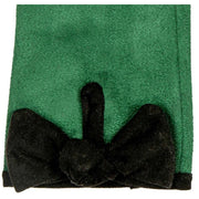 Dents Velour Lined Faux Suede Bow Gloves - Emerald Green/Black