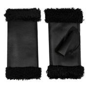 Dents Vera Fingerless Sheepskin Mittens - Black Nappa