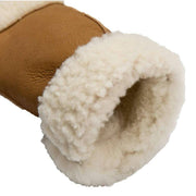 Dents Vera Fingerless Sheepskin Mittens - Camel Brown Nappa