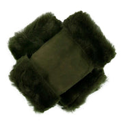 Dents Vera Fingerless Sheepskin Mittens - Olive Green Suede