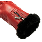 Dents Yasmin Touchscreen Leather Gloves - Berry Red/Black