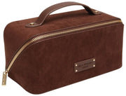 Alice Wheeler London Kensington Suede Train Case - Chocolate Brown
