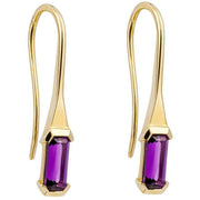 Elements Gold Elongated Amethyst Drop Earrings - Purple/Gold