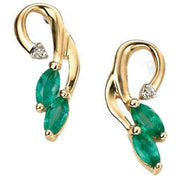 Elements Gold Emerald and Diamond Vine Earrings - Green/Gold