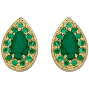 Elements Gold Emerald Cut Out Teardrop Earrings - Green/Gold