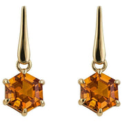 Elements Gold Hexagonal Citrine Earrings - Gold/Orange