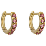 Elements Gold Rhodolite Garnet Hoop Earrings - Gold/Burgundy