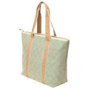 Elie Beaumont Summer Tote Bag - Aqua Geometric Basketweave