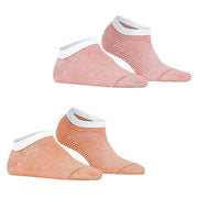 Esprit Allover Stripe 2 Pack Sneaker Socks - Orange/Pink