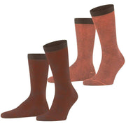 Esprit Allover Stripe 2 Pack Socks - Brown Mix