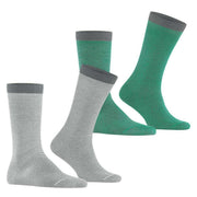 Esprit Allover Stripe 2 Pack Socks - Green/Grey/White