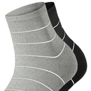 Esprit Fine Line 2 Pack Short Socks - Grey/Black