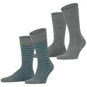 Esprit Fine Stripe 2 Pack Socks - Marengo Grey