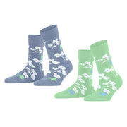 Esprit Spring Flowers 2 Pack Socks - Green/Blue