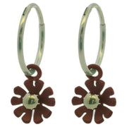 ti2-titanium-ten-petal-flower-charm-hoop-earrings---brown-34330776