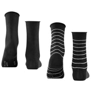 Falke Happy Stripe 2 Pack Socks - Black