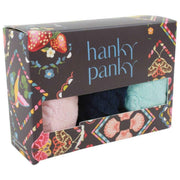 Hanky Panky Signature Lace 3 Pack Low Rise Thongs - Blushing Rose/Navy/Celeste Blue