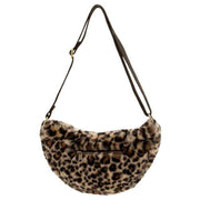 Hindbag Andrea Faux Leopard Half Moon Bag - Brown