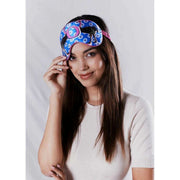 Jessica Russell Flint O for Ostrich Silk Eye Mask  - Blue/Pink/Black