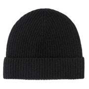 Johnstons of Elgin Ribbed Cashmere Beanie - Black