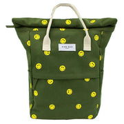Kind Bag London Hackney Embroidered Medium Backpack - Khaki Green Smile