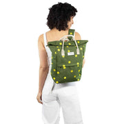 Kind Bag London Hackney Embroidered Medium Backpack - Khaki Green Smile
