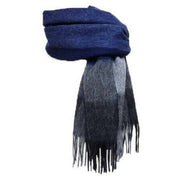 Knightsbridge Neckwear Striped Pure Wool Scarf - Blue/Grey