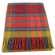 Locharron of Scotland Borders Buchanan Berry Tartan Lambswool Blanket - Orange/Green/Burgundy