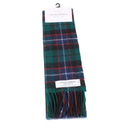 Locharron of Scotland Bowhill Russell Modern Lambswool Tartan Scarf - Green/Blue/Grey/White