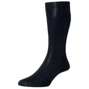 Pantherella Asberley Rib Silk Socks - Navy