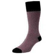 Pantherella Elgar Diamond Jacquard Comfort Top Egyptian Cotton Socks - Black