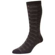 Pantherella Newham Retro Box Jacquard Merino Wool Socks - Chocolate Brown