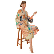 Powder 70s Kaleidoscope Floral Kimono Gown - Coconut Cream