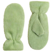 Powder Fluffy Teddy Mittens - Sage Green