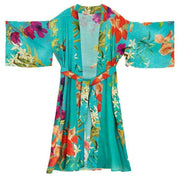 Powder Hummingbird at Dusk Kimono Gown - Teal