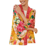 Powder Impressionist Floral Kimono Jacket - Mustard Yellow