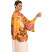 Powder Oriental Crane Kimono Jacket - Ochre Orange