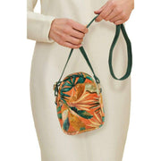 Powder Painted Palms Velvet Crossbody Bag - Orange