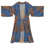 Powder Tapestry Kimono Gown - Denim Blue