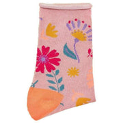 Powder Water Colour Flowers Ankle Socks - Petal Pink