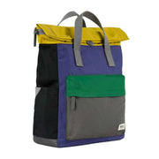 Roka Canfield B Medium Creative Waste Colour Block Recycled Nylon Backpack - Purple/Yellow/Green