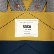 Roka Canfield B Medium Creative Waste Two Tone Recycled Nylon Backpack - Midnight Navy/Mustard Yellow