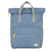 Roka Canfield B Medium Hickory Stripe Recycled Canvas Backpack - Blue/White