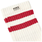 Roka Windsor Stripe Crew Socks - Cranberry Red