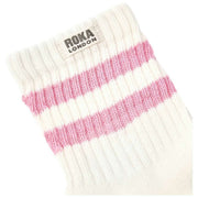 Roka Windsor Stripe Crew Socks - Pink Carnation