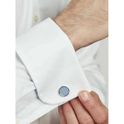 Simon Carter Dogtooth Enamel Cufflinks - Light Blue/Silver