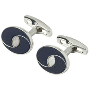 Simon Carter Oval Eye Cufflinks - Navy/Silver