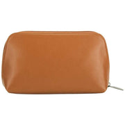 Smith and Canova Soft Grain Leather Zip Top Cosmetic Bag - Tan